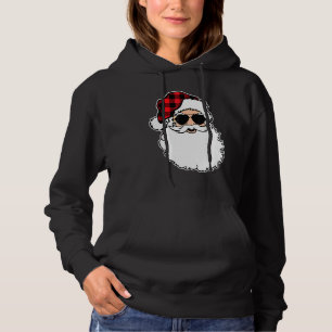 Buffalo-Karo-Santa-Claus-Gesicht-Weihnachten-Match Hoodie