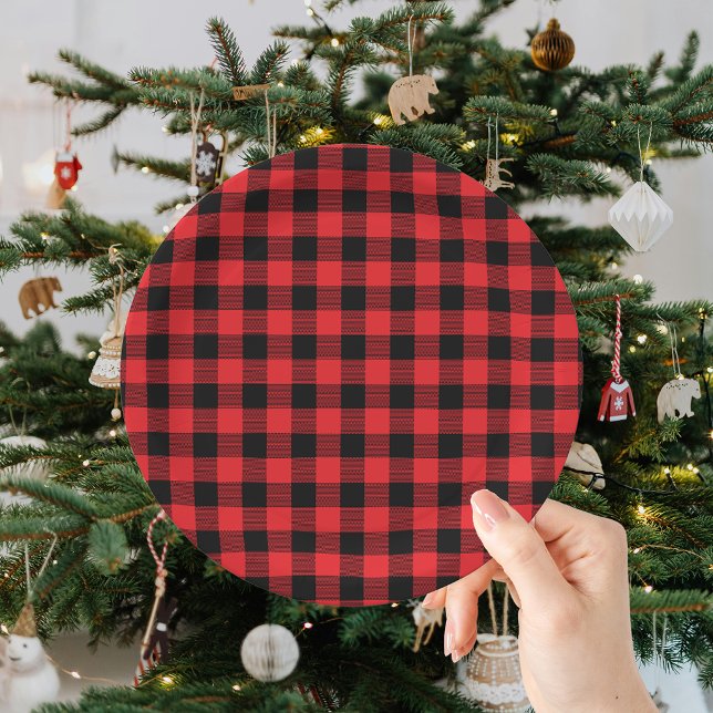 Buffalo Karo Schwarz Rot Weihnachten  Pappteller (Von Creator hochgeladen)