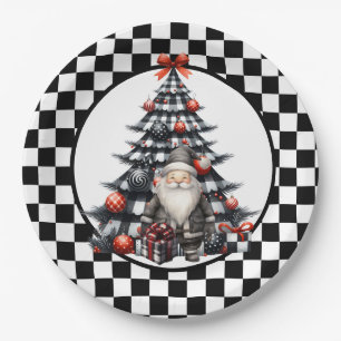 Buffalo Karo Schwarz-Weiß-Weihnachten Pappteller