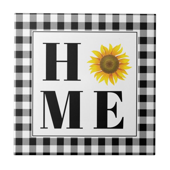 Buffalo Karo Sonnenblume "Zuhause" Fliese (Vorderseite)