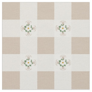 Buffalo Karo und Magnolias Cross Muster Greige Stoff