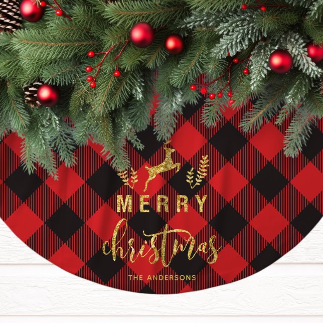 Buffalo Karo Weihnachtsmonogramm Polyester Weihnachtsbaumdecke (Von Creator hochgeladen)