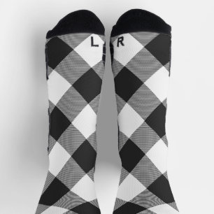 Buffalo-Karo Weiß und Schwarz Quadrate Kariert Socken
