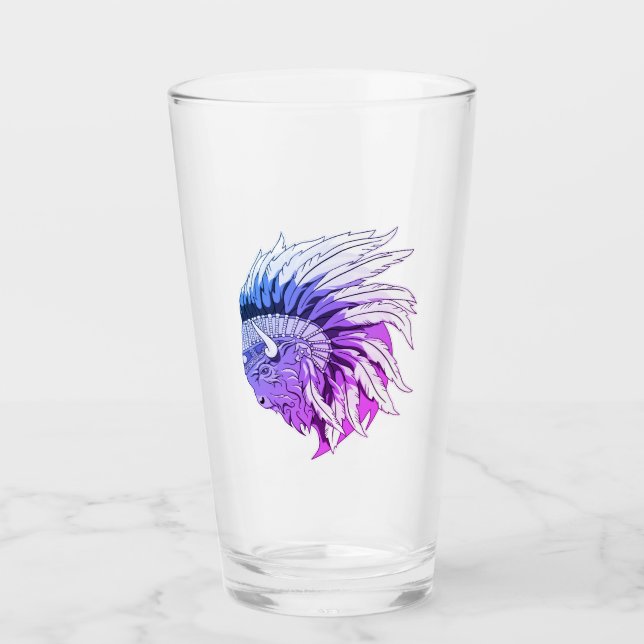 Buffalo Kopf mit indianischer Hitze Glas (Vorderseite)