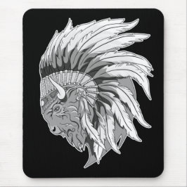 Buffalo Kopf mit indianischer Hitze Mousepad