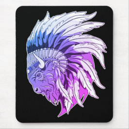 Buffalo Kopf mit indianischer Hitze Mousepad