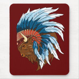 Buffalo Kopf mit indianischer Hitze Mousepad