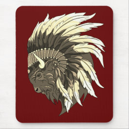 Buffalo Kopf mit indianischer Hitze Mousepad