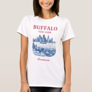 Buffalo New York Niedliches Pastell-Stadtbild Stad T-Shirt