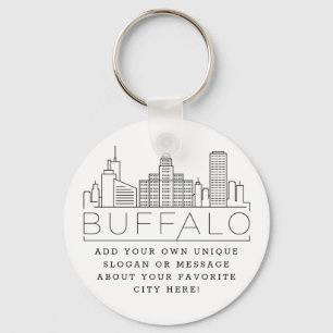 Buffalo, New York Stylized Skyline Custom Slogan Schlüsselanhänger