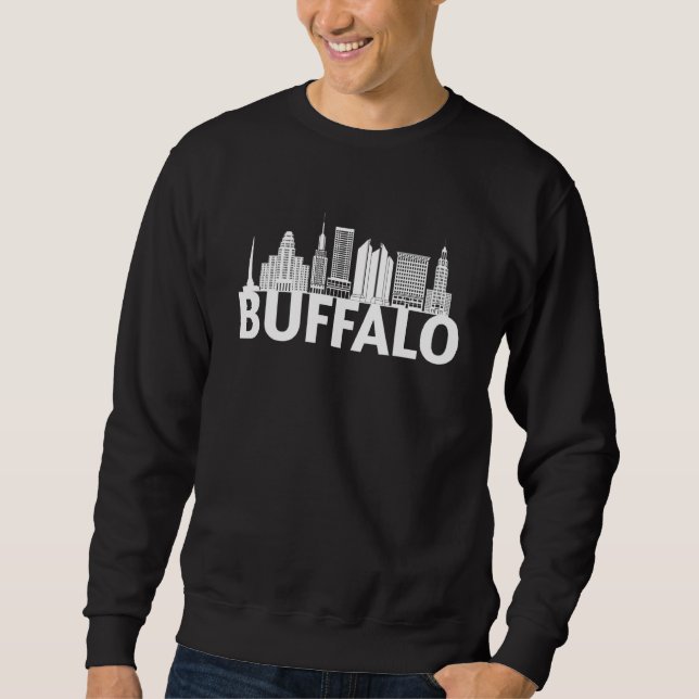 Buffalo New York USA City Skyline Silhouette Outli Sweatshirt (Vorderseite)