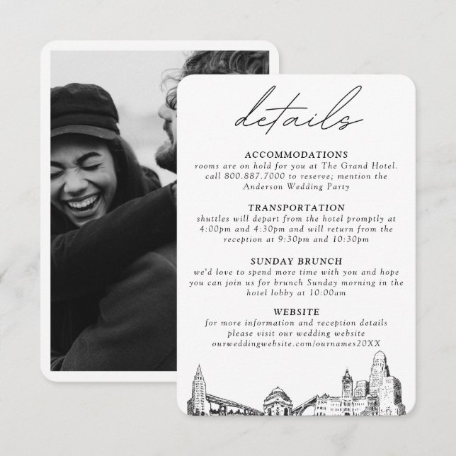 Buffalo New York Wedding Details Eintrittskarte Begleitkarte (Vorne/Hinten)