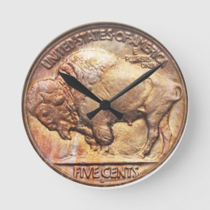 Buffalo Nickel Vintage Münzsammelmauer Uhr