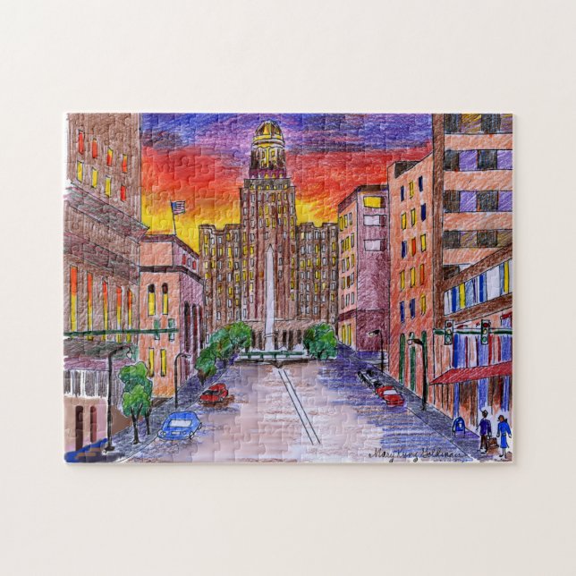 Buffalo NY City Hall Mary Kunz Goldman Art (Horizontal)