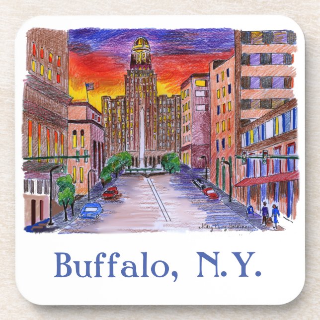 Buffalo NY City Hall Mary Kunz Goldman Getränkeuntersetzer (Vorderseite)