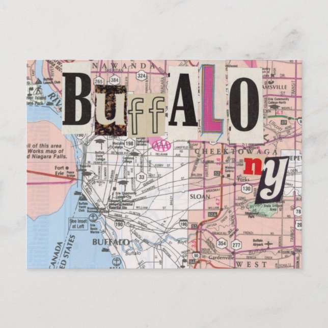Buffalo NY Maps Collage Postkarte (Vorderseite)