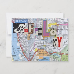 Buffalo NY Maps Collage Postkarte