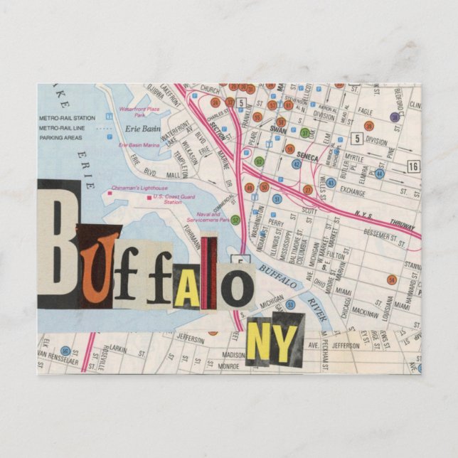 Buffalo NY Maps Collage Postkarte 36 (Vorderseite)