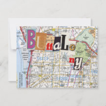 Buffalo NY Maps Collage Postkarte 40