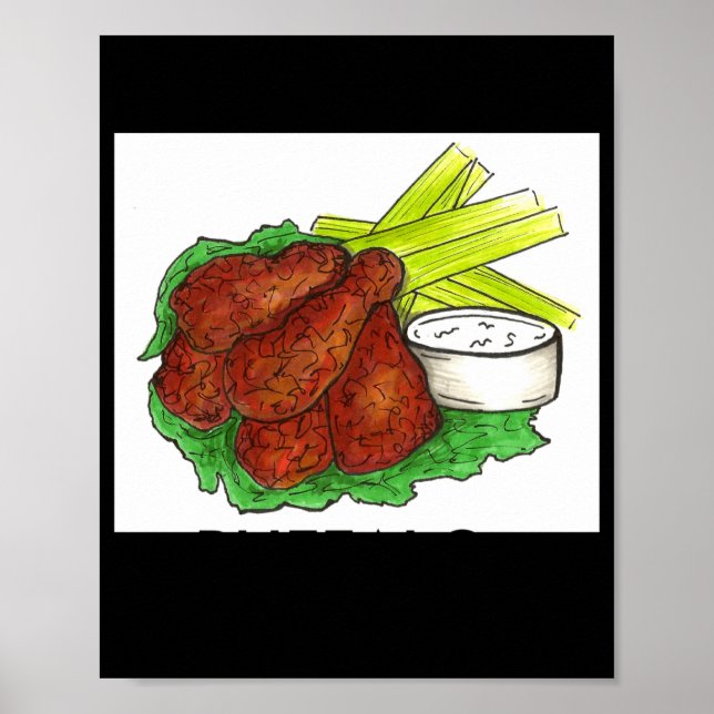 Buffalo Ny New York Hot Bbq Chicken Wings Celery _ Poster (Vorne)