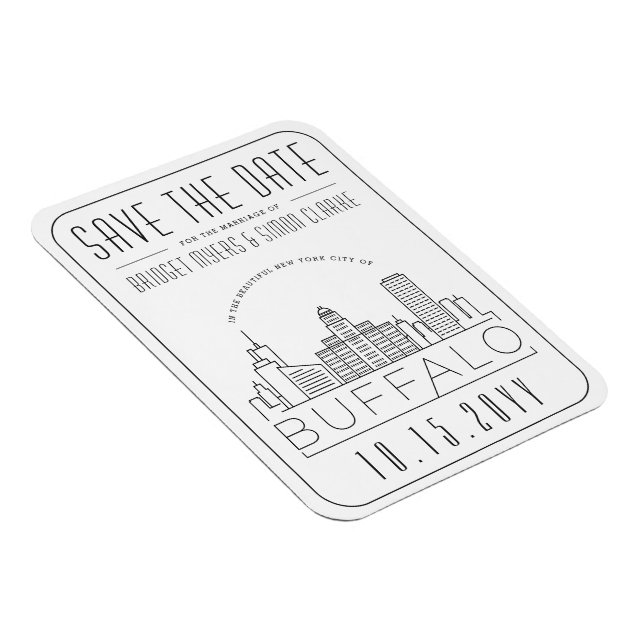 Buffalo NY Wedding Stylized Skyline Save the Date Magnet (Rechte Seite)
