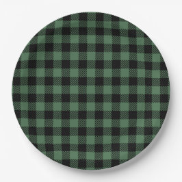 Buffalo Plaid Christmas Black Green Pappteller