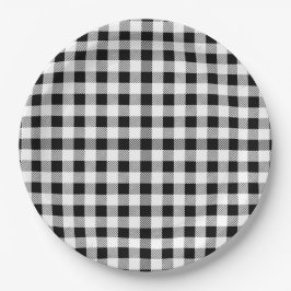 Buffalo Plaid Christmas Black White Pappteller