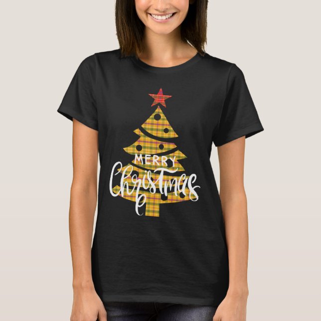 Buffalo Plaid Christmas Tree Office Party Christma T-Shirt (Vorderseite)