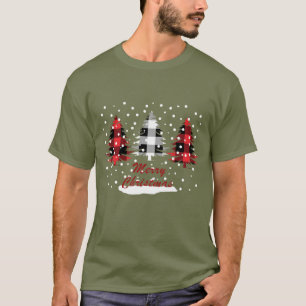 Buffalo Plaid dekorierte Weihnachtstannenbäume T-Shirt