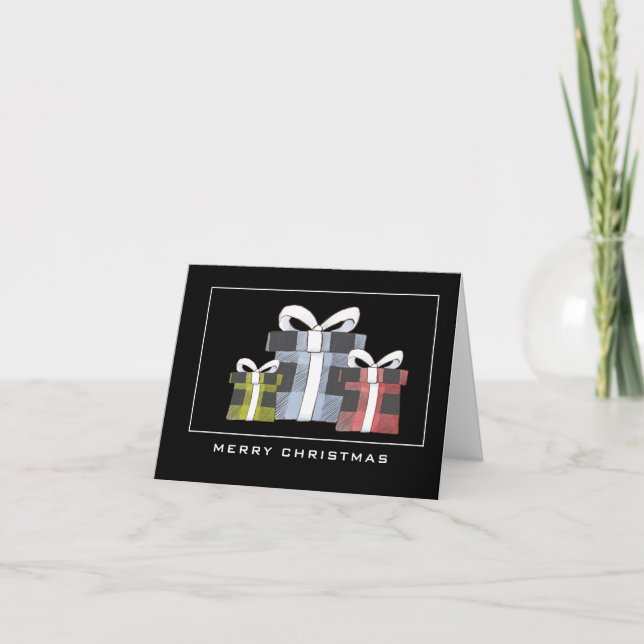 Buffalo Plaid Enveloppé Cadeaux Joyeux Carte de No (Devant)