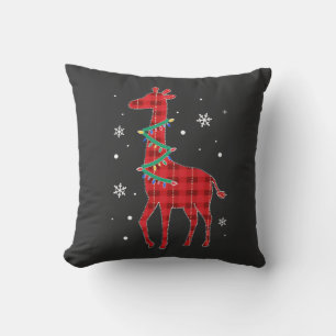 Buffalo Plaid Familien-Giraffe-Weihnachten-Pa Kissen