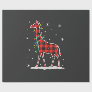 Buffalo Plaid Familienpassende Giraffe Weihnachten Geschenkpapier