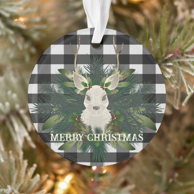 Buffalo Plaid Festin Reindeer Noël (Arbre)