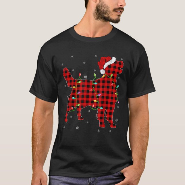 Buffalo Plaid Matching Golden Retriever Christmas  T-Shirt (Vorderseite)