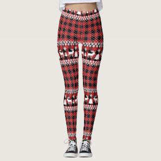 Buffalo Plaid Rentier Fair Isle Leggings