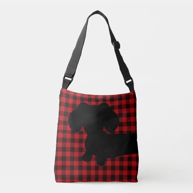 Buffalo Plaid Sac messenger noir et rouge (Devant)