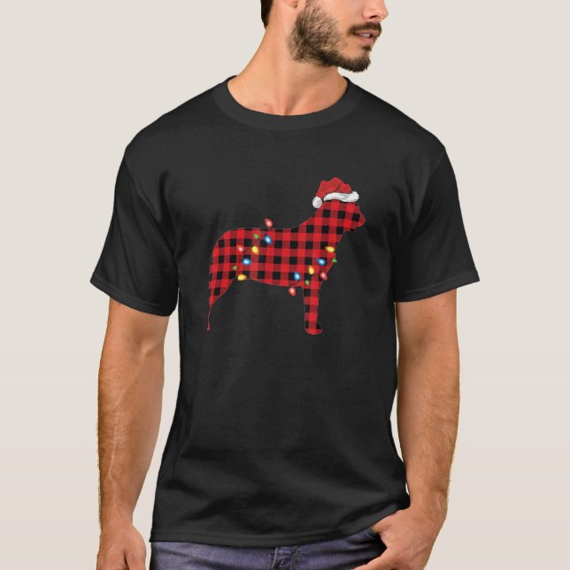Buffalo Plaid Santa Australian Cattle Dog Christma T-Shirt (Vorderseite)