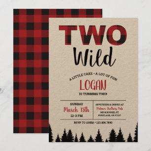 Buffalo Plaid Second Birthday Invitation Two Wild