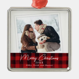 Buffalo Plaid Simple Frame Photo Ornement