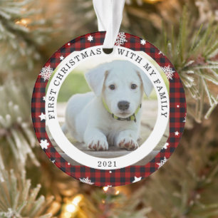 Buffalo Plaid Snowflake Première photo de Noël