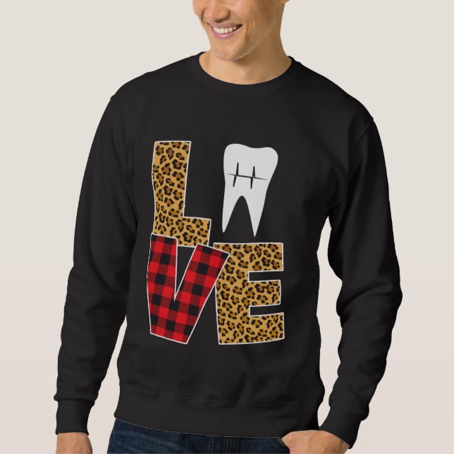 Buffalo Plaid Toothpaste & Tooth Dentist Valentine Sweatshirt (Vorderseite)
