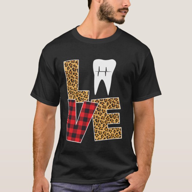Buffalo Plaid Toothpaste & Tooth Dentist Valentine T-Shirt (Vorderseite)