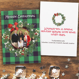 Buffalo Plaid Weihnachtsgirlande mit individuellem Feiertagskarte