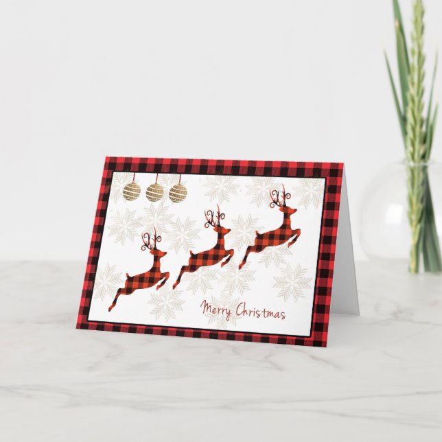 Buffalo plaqué avec carte de Noël Red Reindeer (Devant)