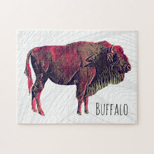 Buffalo Portrait Design für Bison oder Weiße Tiere