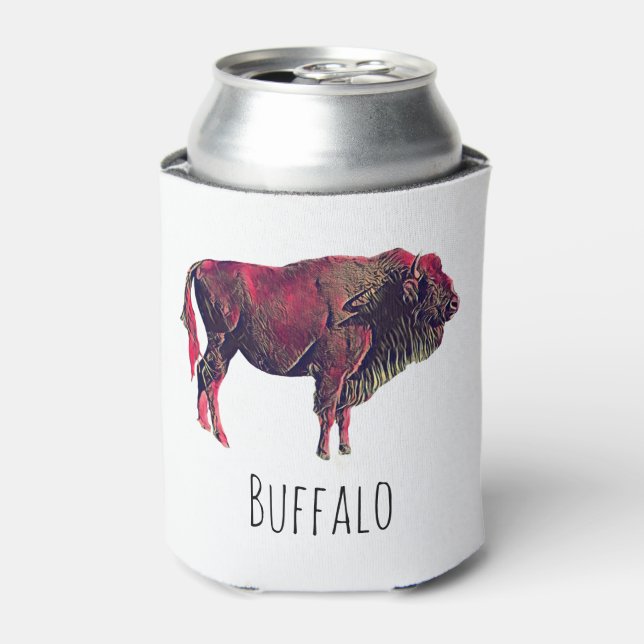 Buffalo Portrait Design für Bison oder Weiße Tiere Dosenkühler (Kanne Vorderseite)