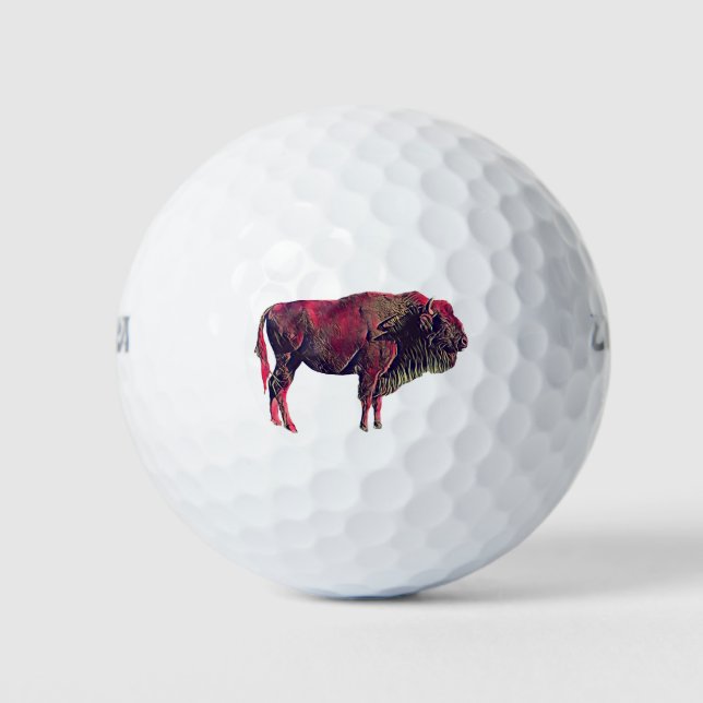 Buffalo Portrait Design für Bison oder Weiße Tiere Golfball (Vorderseite)