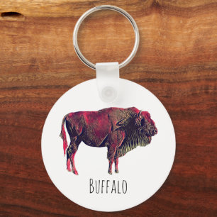 Buffalo Portrait Design für Bison oder Weiße Tiere Schlüsselanhänger