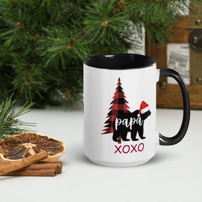 Buffalo Print Papa Bear Jolie Christmas Mug (Créateur téléchargé)