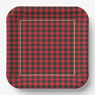 Buffalo Red Black Kariert Classic Rustic Pappteller